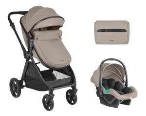Комбинирана количка 3в1 с трансформиращ кош Eloe , Dark Beige 2027