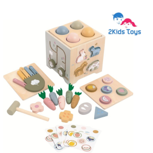 2Kids Toys Дървен занимателен куб за фина моторика