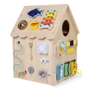 2Kids Toys Дървена занимателна дъска/ бизи борд  Монтесори House, натурален