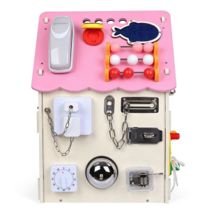 2Kids Toys Дървена занимателна дъска/ бизи борд  Монтесори House, розова