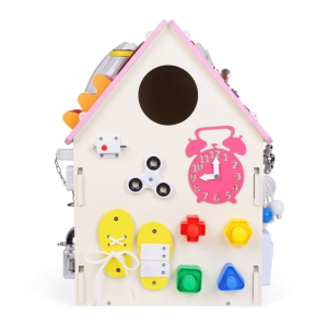 2Kids Toys Дървена занимателна дъска/ бизи борд  Монтесори House, розова