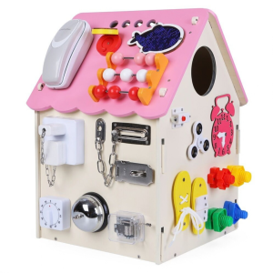2Kids Toys Дървена занимателна дъска/ бизи борд  Монтесори House, розова