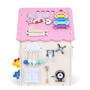 2Kids Toys Дървена занимателна дъска/ бизи борд  Монтесори House, розова