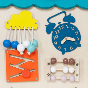 2Kids Toys Дървена занимателна дъска/ бизи борд  Монтесори House, тюркоаз