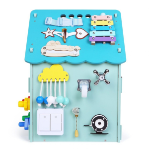 2Kids Toys Дървена занимателна дъска/ бизи борд Монтесори  House, синя