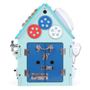 2Kids Toys Дървена занимателна дъска/ бизи борд Монтесори  House, синя