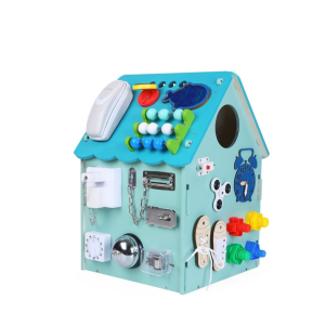 2Kids Toys Дървена занимателна дъска/ бизи борд Монтесори  House, синя