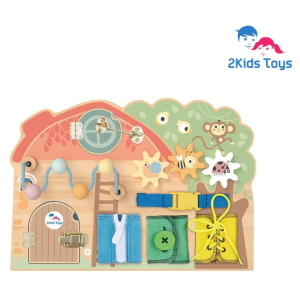2Kids Toys Дървена занимателна дъска/ бизи борд Монтесори Animal House