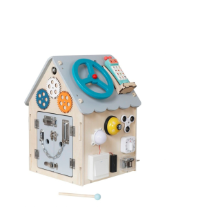 2Kids Toys Дървена занимателна дъска/ бизи борд Монтесори House, сива