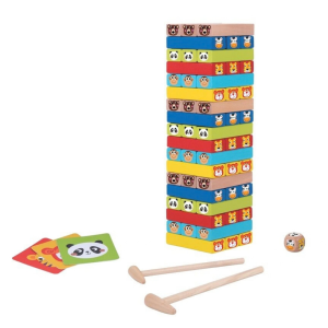 2Kids Toys Дървена настолна игра Дженга с животни