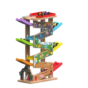2Kids Toys Дървена писта с 6 рампи и колички