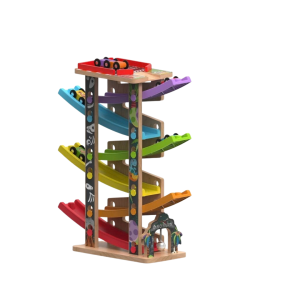 2Kids Toys Дървена писта с 6 рампи и колички