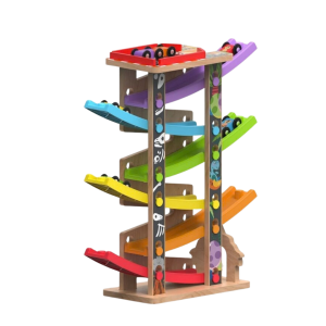 2Kids Toys Дървена писта с 6 рампи и колички