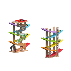 2Kids Toys Дървена писта с 6 рампи и колички