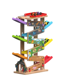 2Kids Toys Дървена писта с 6 рампи и колички