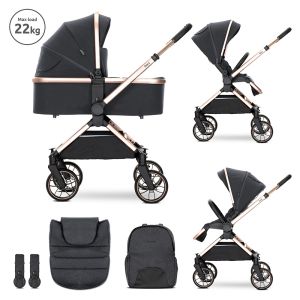 Комбинирана количка 2в1 с реверсивна дръжка REYA , BLACK JASPER + ПОДАРЪК Люлка Portofino