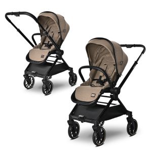 Комбинирана количка 2в1 с реверсивна дръжка REYA , BROWN + ПОДАРЪК Люлка Portofino