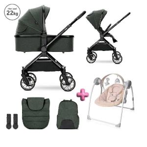 Комбинирана количка 2в1 с реверсивна дръжка REYA , GREEN + ПОДАРЪК Люлка Portofino