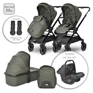 Комбинирана количка 2в1 с реверсивна дръжка REYA , GREEN + ПОДАРЪК Люлка Portofino