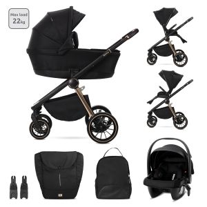 Детска количка 3в1 с кош за новородено BIANCA , BLACK