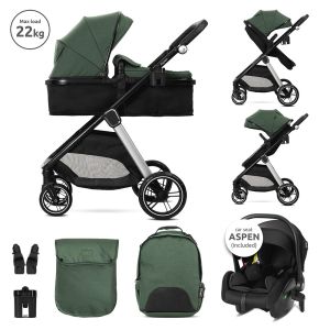 Детска количка 3в1 с трансформиращ кош до 22кг. ASPEN , GREEN