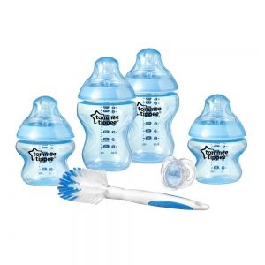 Tommee Tippee Комплект за новородено + четка за шишета, син цвят