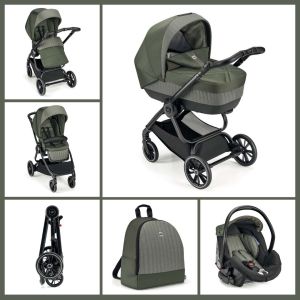 CAM "Solo per Te" - TECHNO LEVANTE 570 Olive DELUXE COLLECTION 2022, Комбинирана бебешка количка 3 в 1