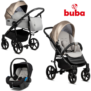 BUBA - KARINA 252 Warm Grey - Бебешка количка 3 в 1